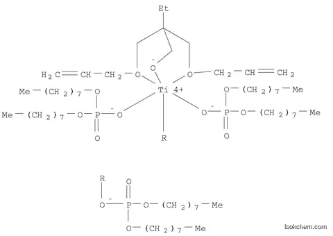 Molecular Structure of 110438-25-0 (Titanium, 2,2-bis(2-propenyloxy-.kappa.O)methyl-1-butanolato-.kappa.Otris(dioctyl phosphato-.kappa.O)-, (OC-6-32)-)